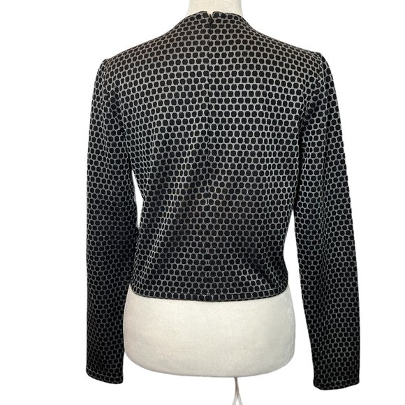Perfect! Theory Gray & Black Dot Body Conscious Long Sleeve Shirt Size M… - Picture 2 of 8